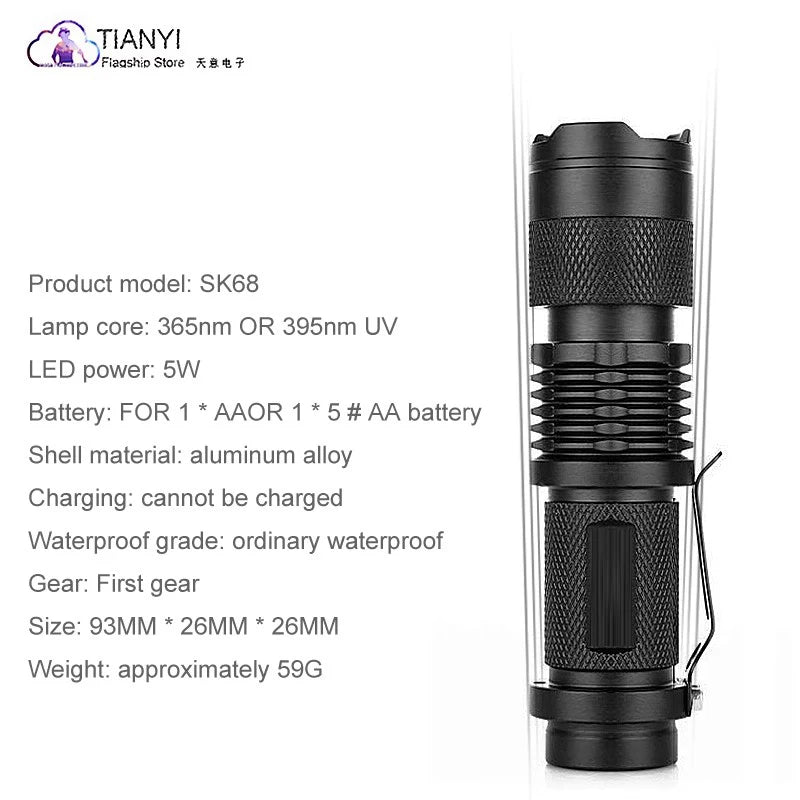 Activefire SK-68 Mini LED Tactical Flashlight – Zoomable, Waterproof, 300 Lumens