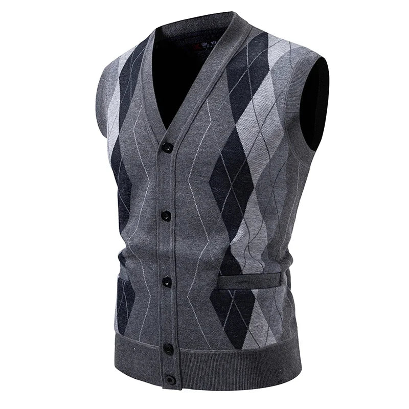 Men's Knitted Wool Vest Cardigan