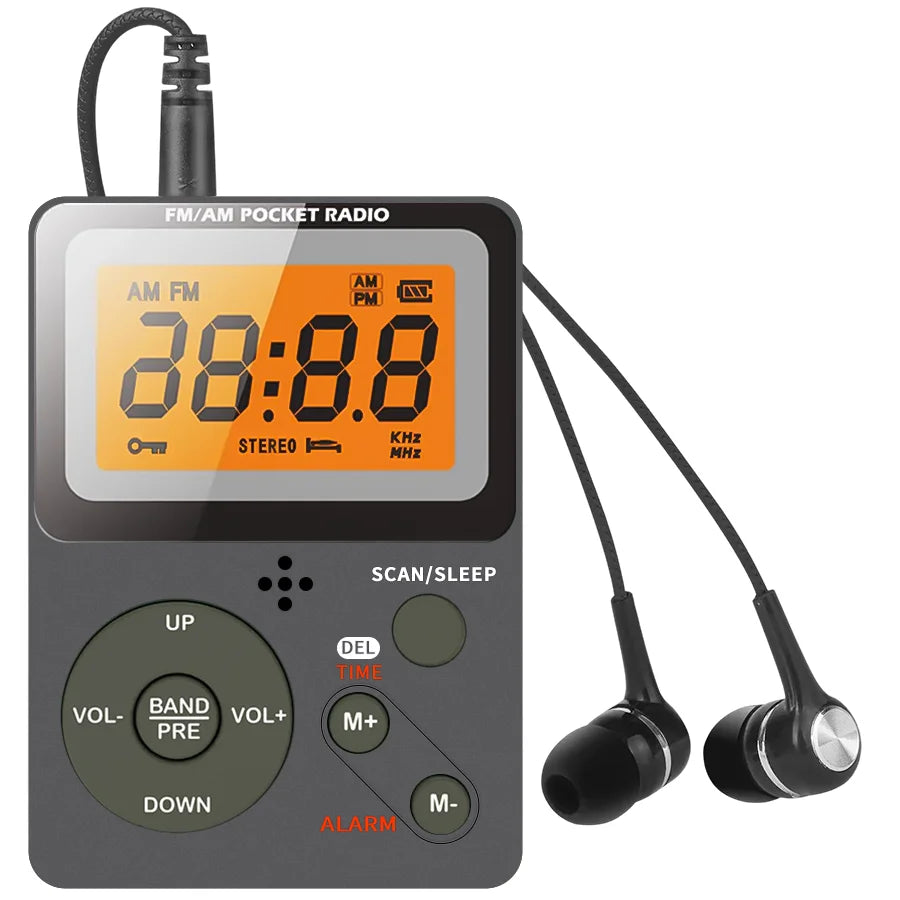 Portable AM/FM Digital Stereo Radio – 2 Band with LCD Screen, Built-In Speaker & Headphones