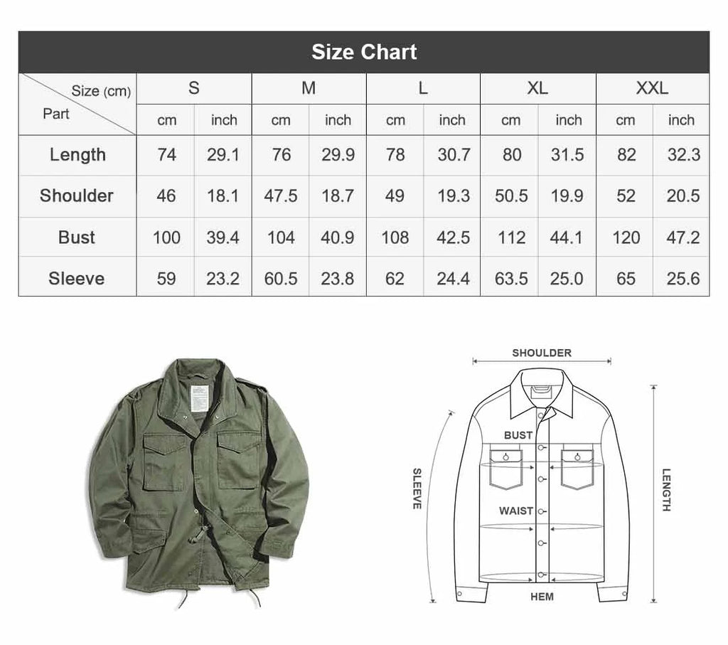 Retro M65 Jacket for Men – Green Outdoor Windbreaker