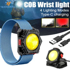 COB LED Wrist Light Torch – 500 Lumens, 4 Modes & USB-C Rechargeable | Hands-Free Running & Camping Light