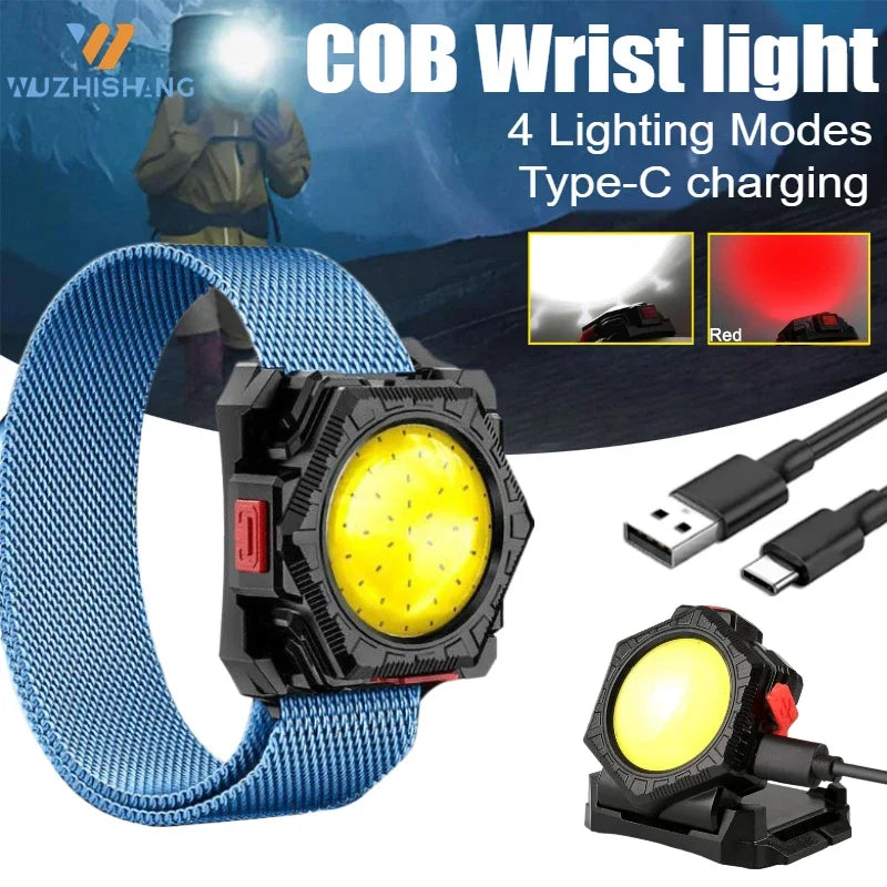 COB LED Wrist Light Torch – 500 Lumens, 4 Modes & USB-C Rechargeable | Hands-Free Running & Camping Light