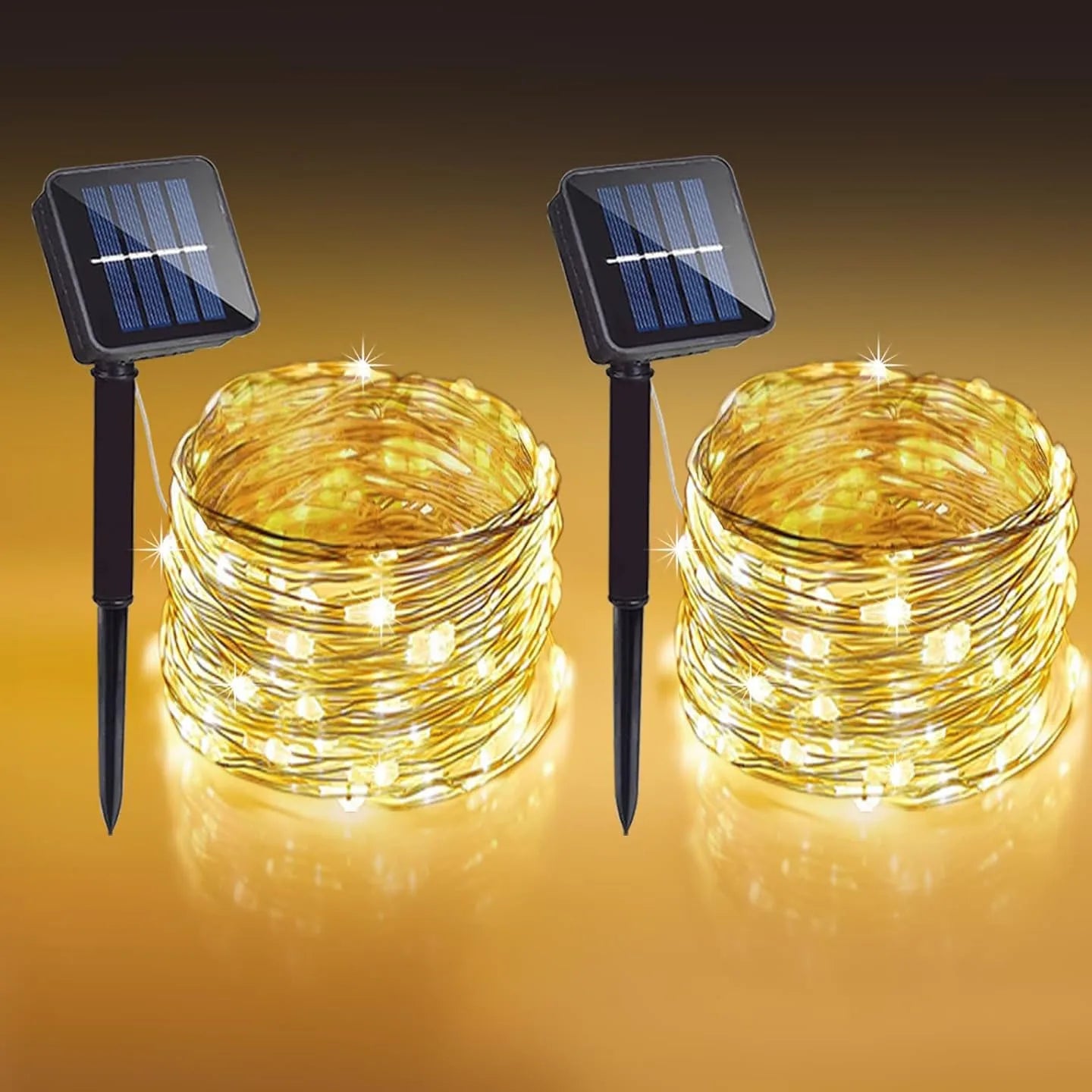 Solar Copper Wire Fairy Lights – IP65 Waterproof, Auto On/Off, 8 Modes
