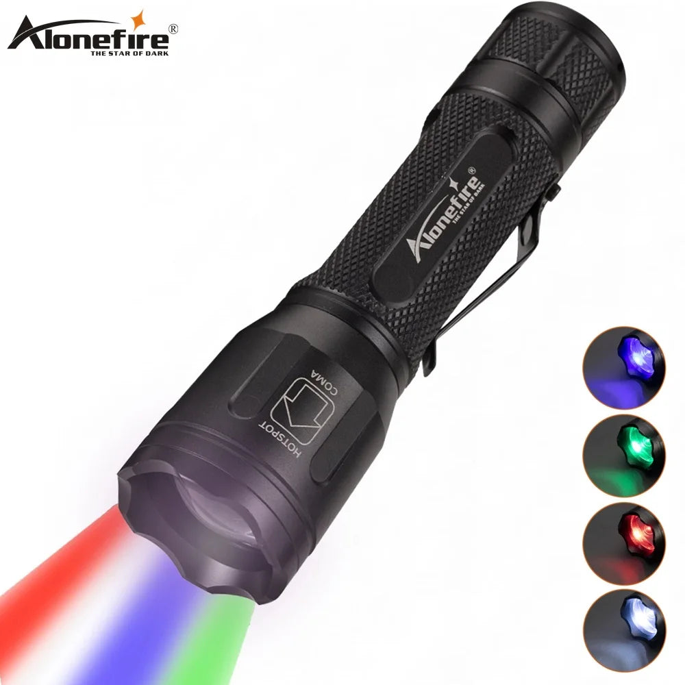 Alonefire X32 4-in-1 Multicolour LED Flashlight – Red, Blue, Green & White