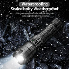 High Lumen Tactical Flashlight – Telescopic Zoom, Digital Display & USB-C Rechargeable