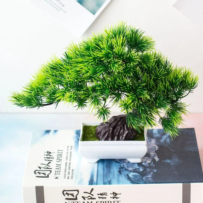 Artificial Plants Potted Bonsai Green Small Tree Plants