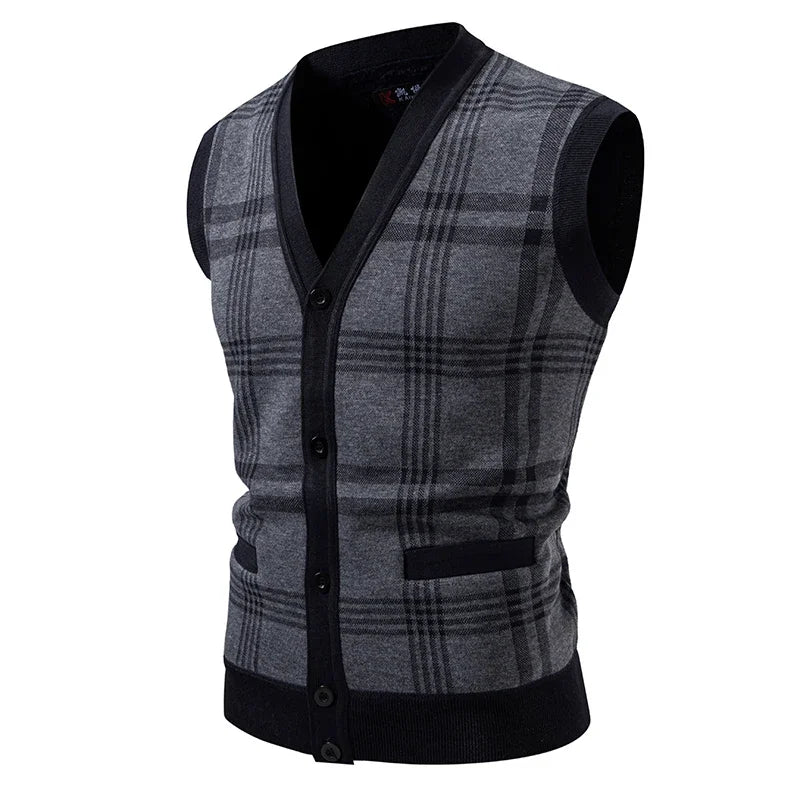 Men's Knitted Wool Vest Cardigan