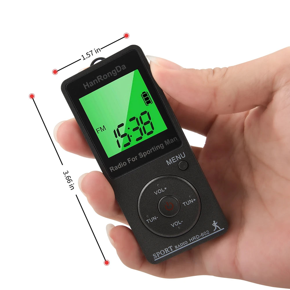 Portable AM/FM Mini Sports Radio with Pedometer & LED Display – Pocket Radio for Walking & Running