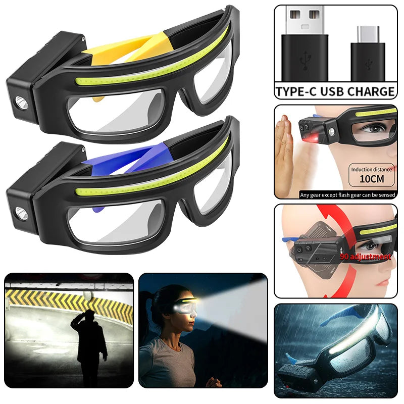 Glasses LED Headlamp – 5 Modes, Motion Sensor & Type-C Charging