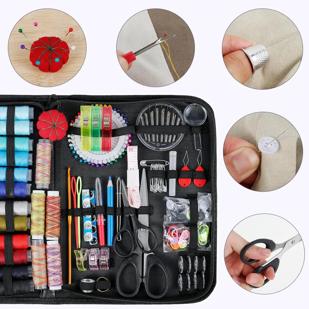 Sewing Kit Complete Set with Threads Needles Scissors Tape Measure Buttons and More