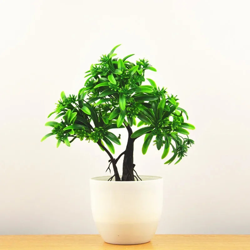 Artificial Plants Potted Bonsai Green Small Tree Plants