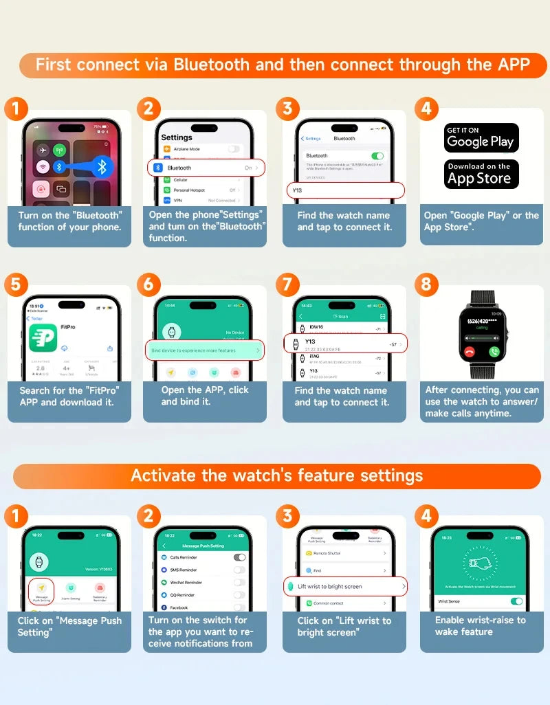 With you new Smart watch you can use Bluetooth to cnnect through the app