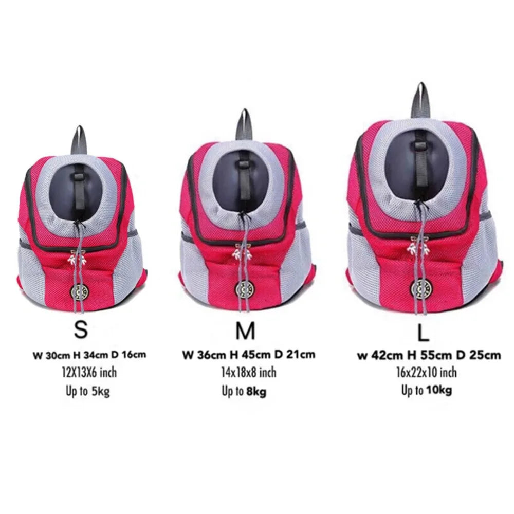 Breathable Pet Backpack Carrier – Front & Back Travel Bag with Safety Reflective Strips | S–L