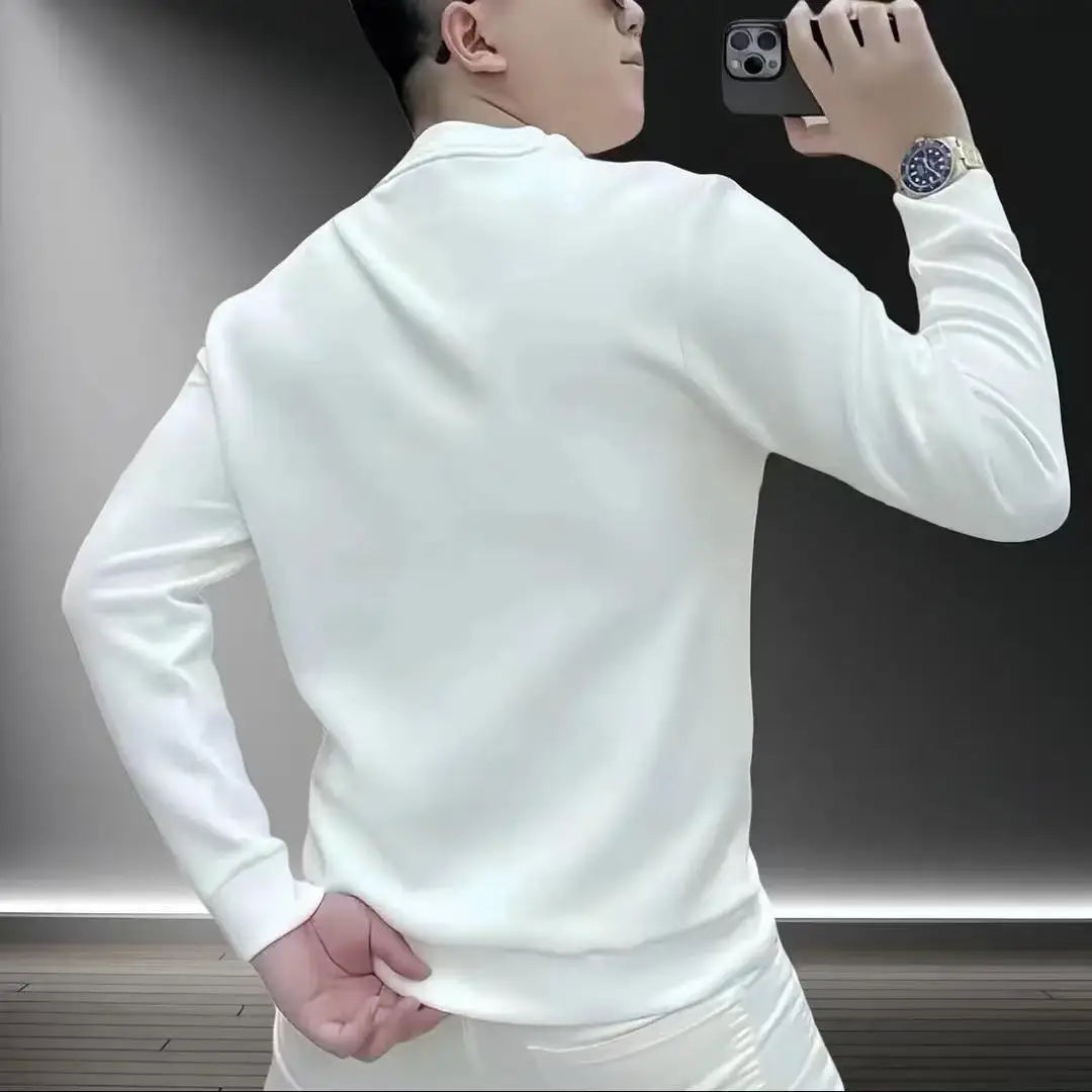 Men's Heavyweight Fleece Pullover Sweatshirt – Round Neck | Black & White | Autumn Winter-