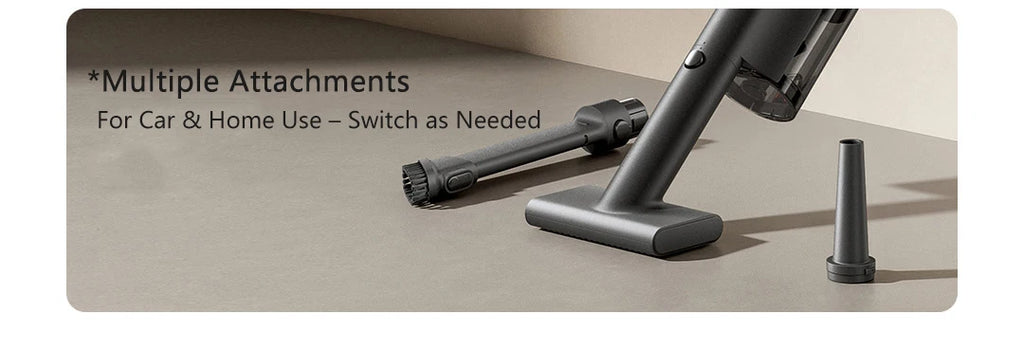 Vacuum cleaner with attachments on a neutral background