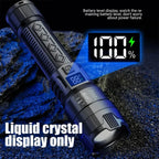 High Lumen Tactical Flashlight – Telescopic Zoom, Digital Display & USB-C Rechargeable