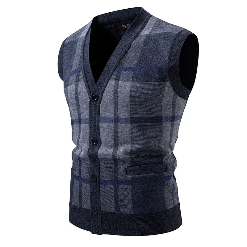 Men's Knitted Wool Vest Cardigan