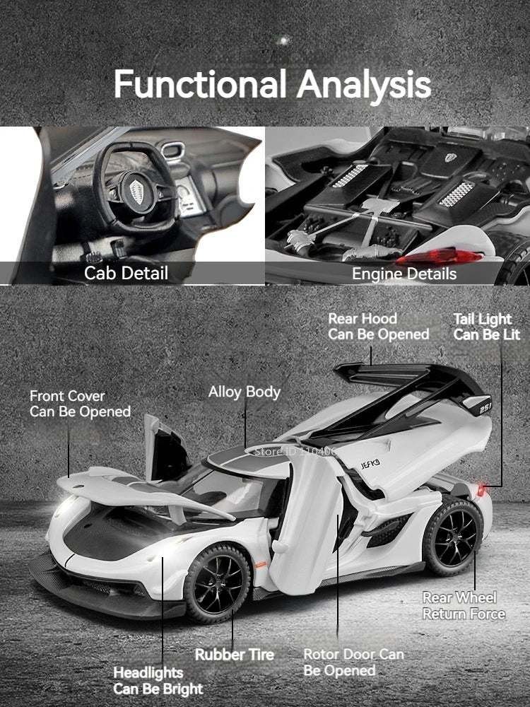 1:32 Scale Hypercar Diecast Supercar Model | Sound, Lights & Opening Doors