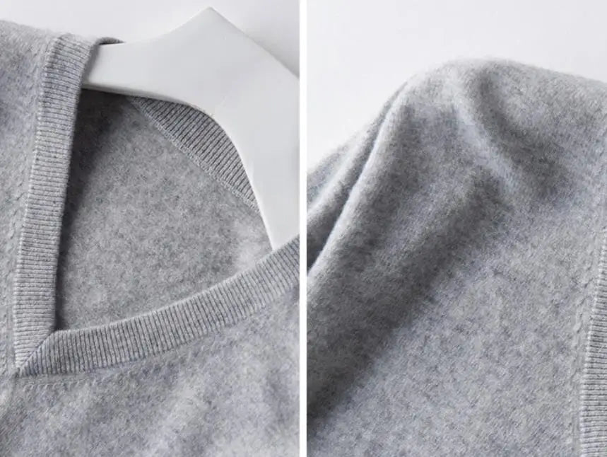 Men's Classic Cashmere Cotton Pullover Sweater – V-Neck & O-Neck