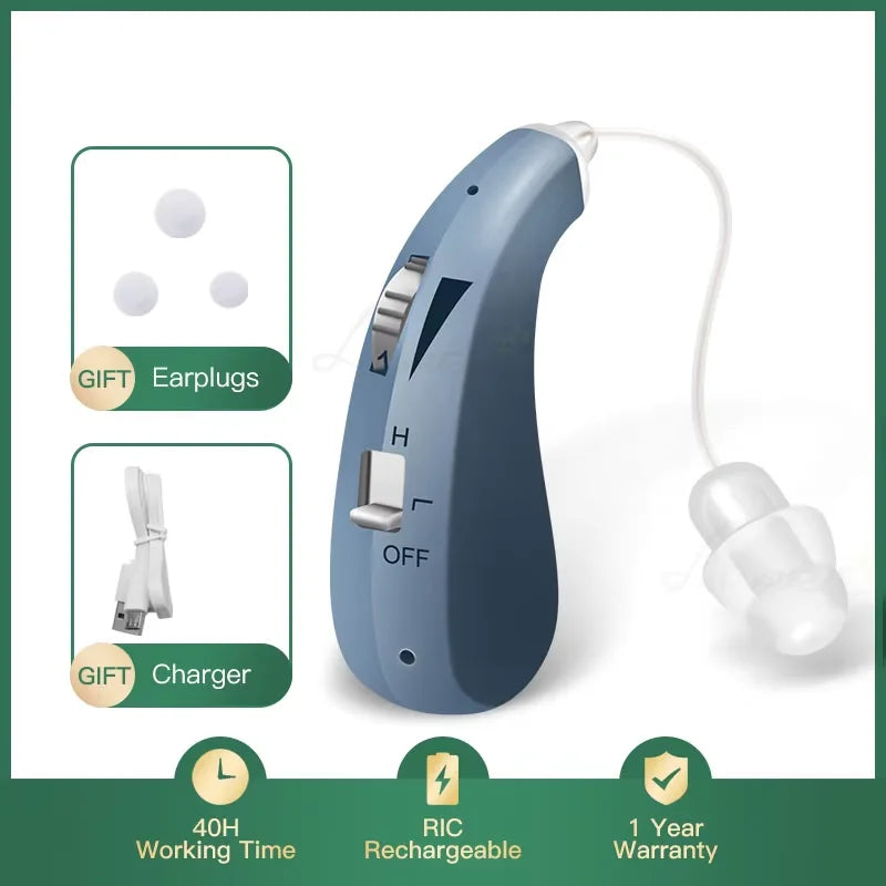 RIKYA Hearing Aid Earphones – Sound Amplifying Ear Hook Headphones for Elderly with Hearing Loss & Tinnitus