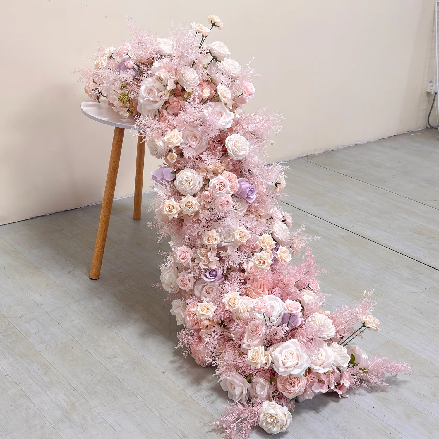 Artificial Mixed Rose & Hydrangea Flower Row – Wedding Backdrop & Event Wall Décor