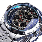 Jaragar Men's Automatic Skeleton Watch – Stainless Steel Mechanical Timepiece