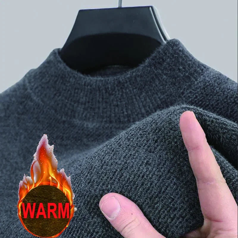 Men's Wool Blend Pullover Sweater – Warm O-Neck Knit Jumper