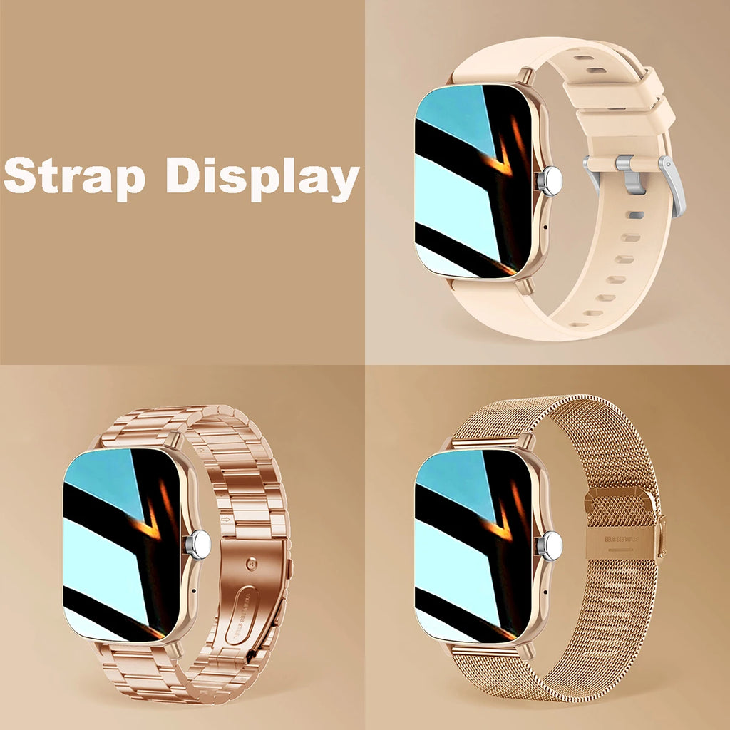 Gold watches with differiate strap displays