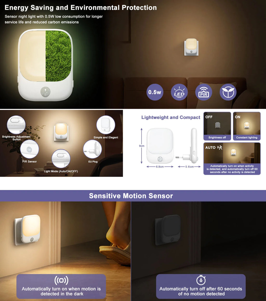 LED Motion Sensor Night Lights for Kids Bedroom