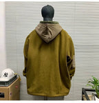 Men's Retro Solid Colour Hoodie — Casual Fleece Pullover (L–4XL)