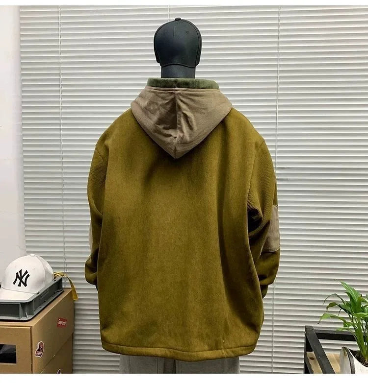 Men's Retro Solid Colour Hoodie — Casual Fleece Pullover (L–4XL)