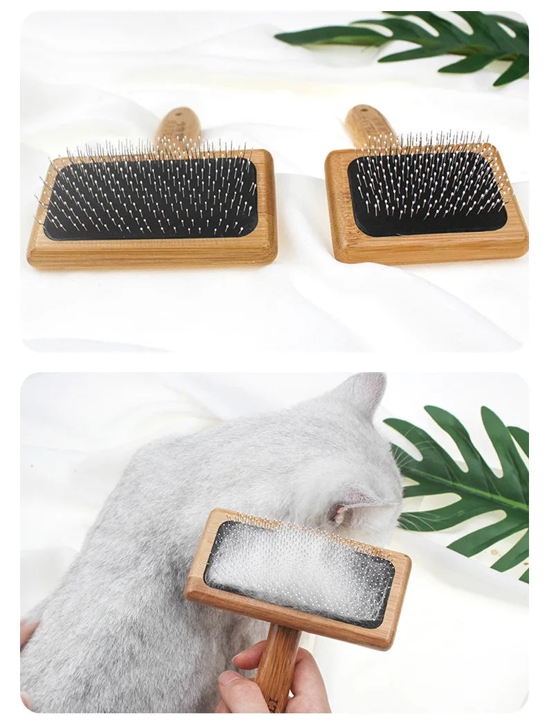 Wooden Dog & Cat Grooming Brush – Detangling Comb & Massage | Small, Medium, Large