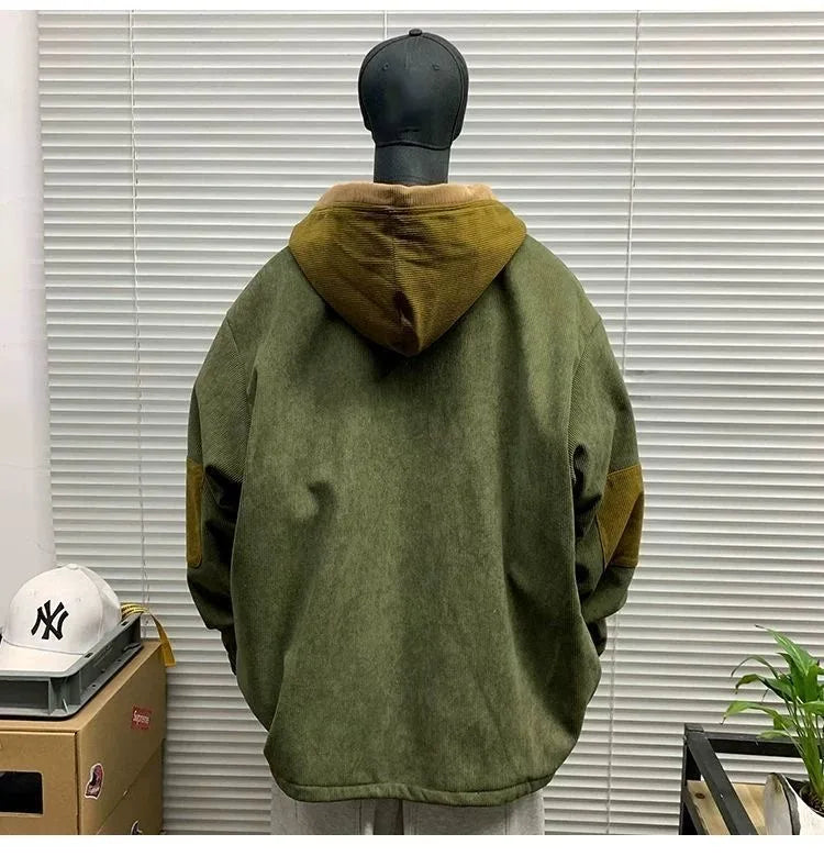Men's Retro Solid Colour Hoodie — Casual Fleece Pullover (L–4XL)