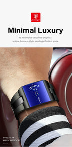 POEDAGAR 857 Men's Rectangular Stainless Steel Quartz Watch