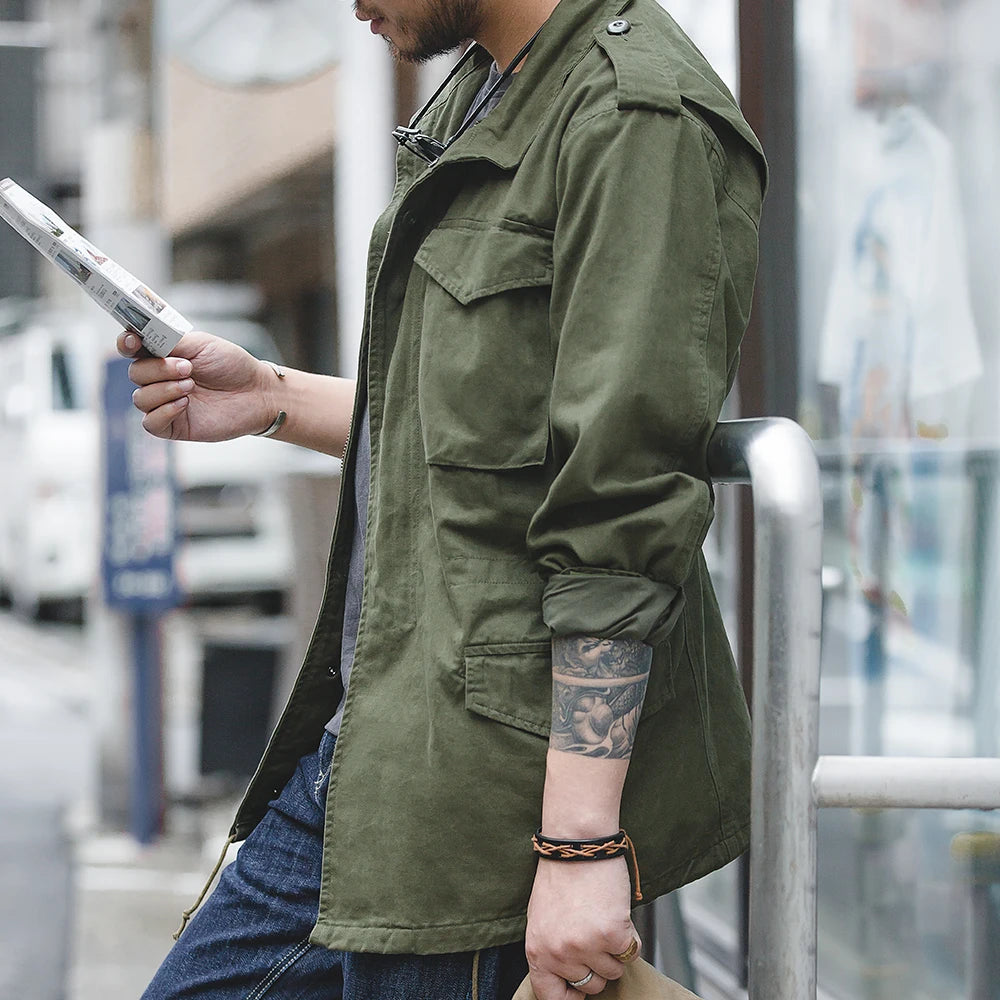 Retro M65 Jacket for Men – Green Outdoor Windbreaker