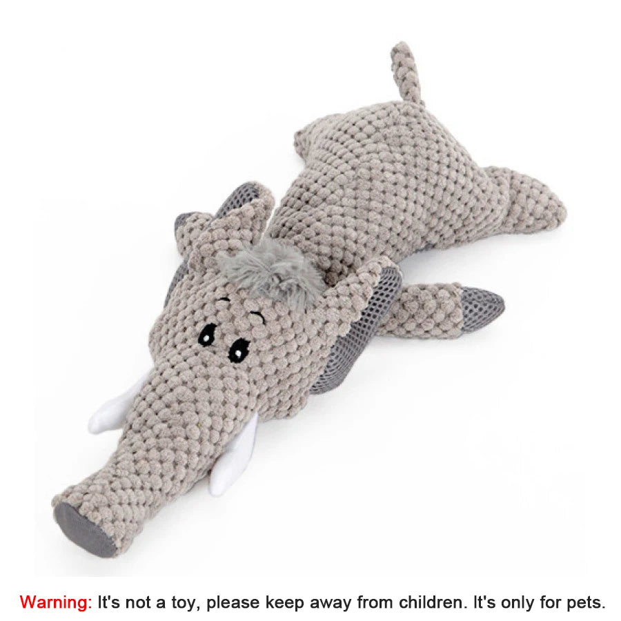 Animal Plush Squeaky Dog Toy – Bite-Resistant Lion, Wolf & Elephant | Small & Medium Dogs
