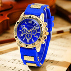 beautiful golds watch with  attractive blue band .Suits men