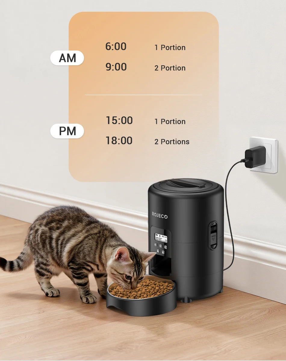 ROJECO 2L Automatic Pet Feeder – Smart Timed Cat & Dog Food Dispenser (Button & WiFi Versions)