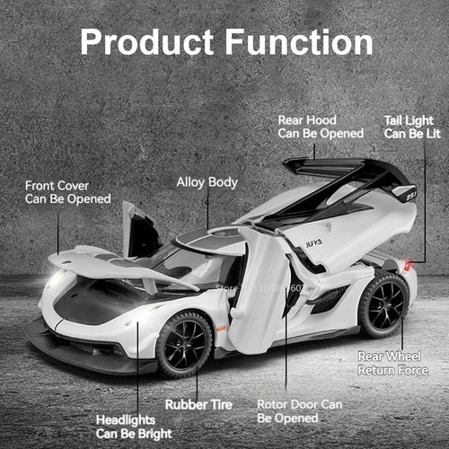 1:32 Scale Hypercar Diecast Supercar Model | Sound, Lights & Opening Doors