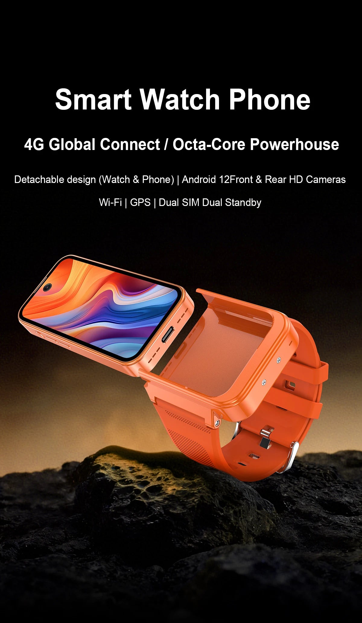 PGD 4G Smart Watch Phone – GPS, Dual SIM, 8MP Camera, Android 12, 64GB