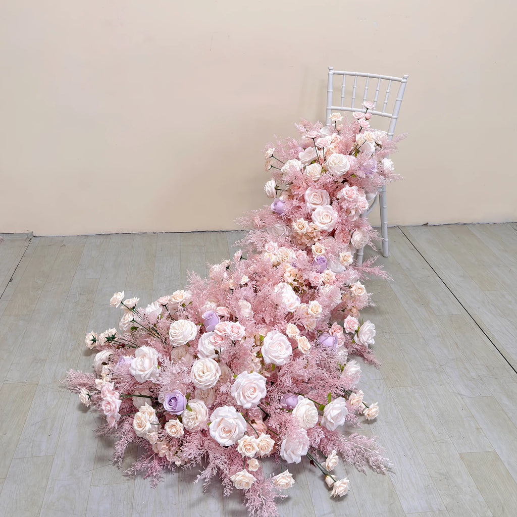 Artificial Mixed Rose & Hydrangea Flower Row – Wedding Backdrop & Event Wall Décor