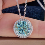 Joyce Jelly S925 Sterling Silver Moissanite Necklace – 5CT 11mm Coloured Gemstone Pendant