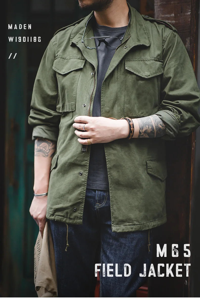 Retro M65 Jacket for Men – Green Outdoor Windbreaker