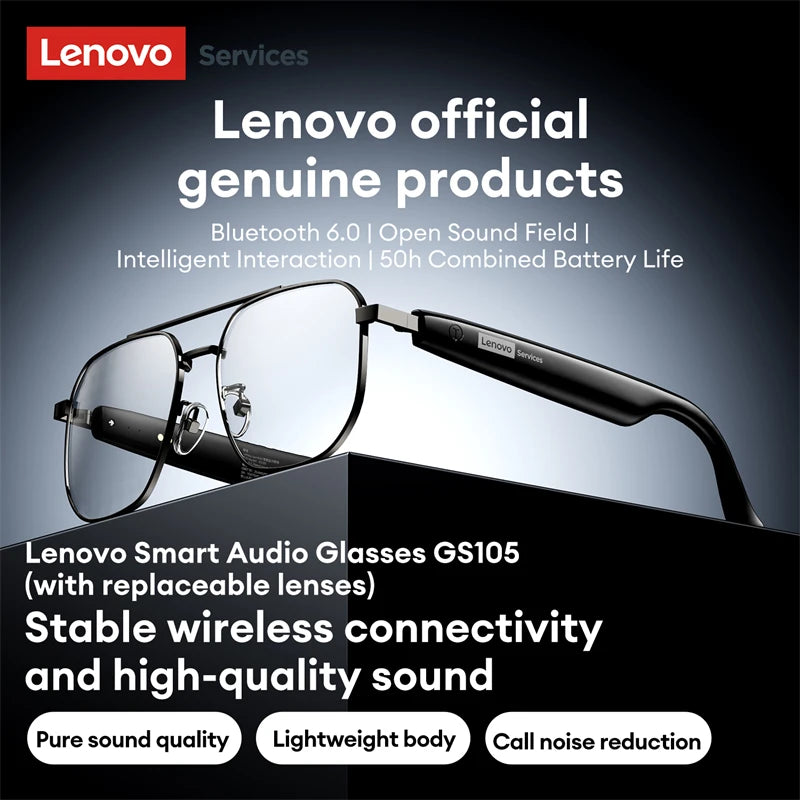 Lenovo GS105 Smart Audio Glasses | Bluetooth 6.0, ENC Noise Cancellation & HD Calls