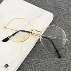 Retro Round Blue Light Blocking Glasses – Silver, Black & Gold