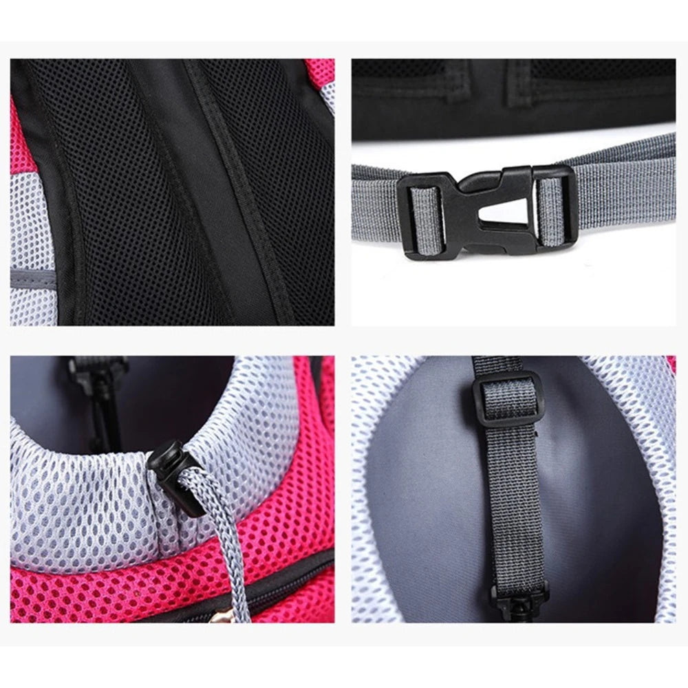 Breathable Pet Backpack Carrier – Front & Back Travel Bag with Safety Reflective Strips | S–L