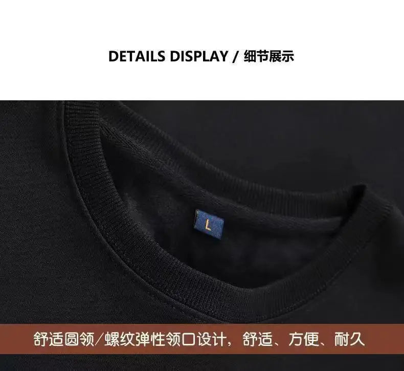 Men's Heavyweight Fleece Pullover Sweatshirt – Round Neck | Black & White | Autumn Winter-