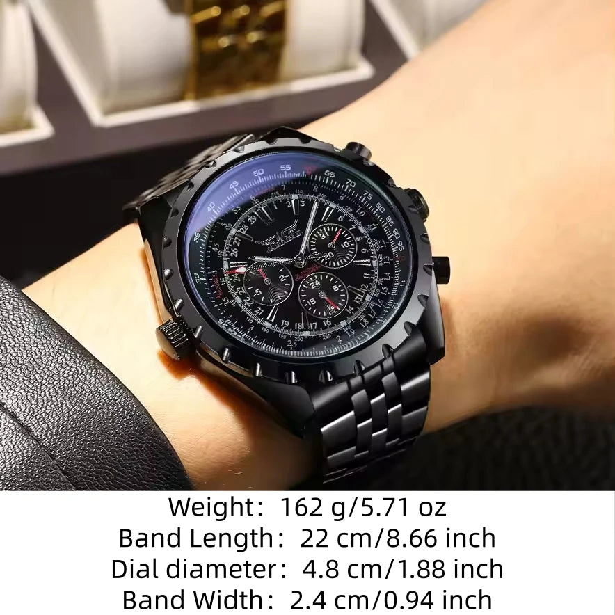 Jaragar Men's Automatic Skeleton Watch – Stainless Steel Mechanical Timepiece
