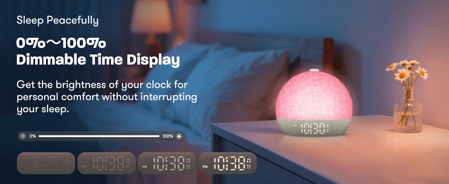 Wake Up Light Sunrise Alarm Clock — Sunset Simulation, White Noise, FM Radio & Dimmable RGB Night Light