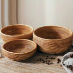 Handwoven Wicker Storage Baskets | Natural Straw Round Baskets | S, M & L
